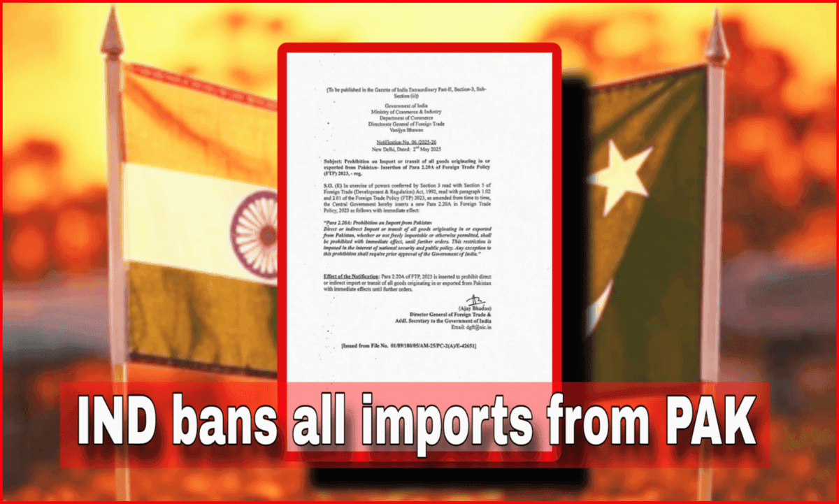 IND bans all imports from PAK